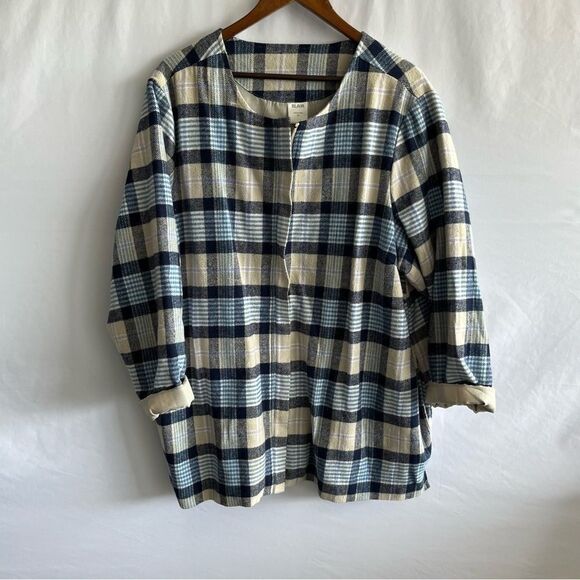 Women's Blair Blue Tan & White Plaid Coat - Picture 2 of 10